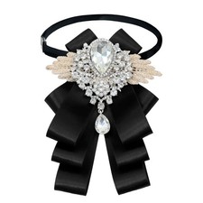 Luckyvestir Womens Mens Bow Tie Ribbon Black Rhinestone Bow Ties Men Large Cr...