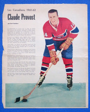 1961-62 La Patrie Colour Photo, CLAUDE PROVOST, Montreal Canadiens