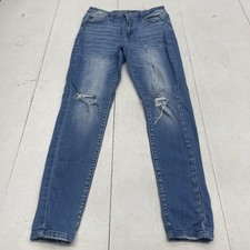 Kancan Blue High Rise Distressed Skinny Leg Denim Jeans Women's Size 9/28