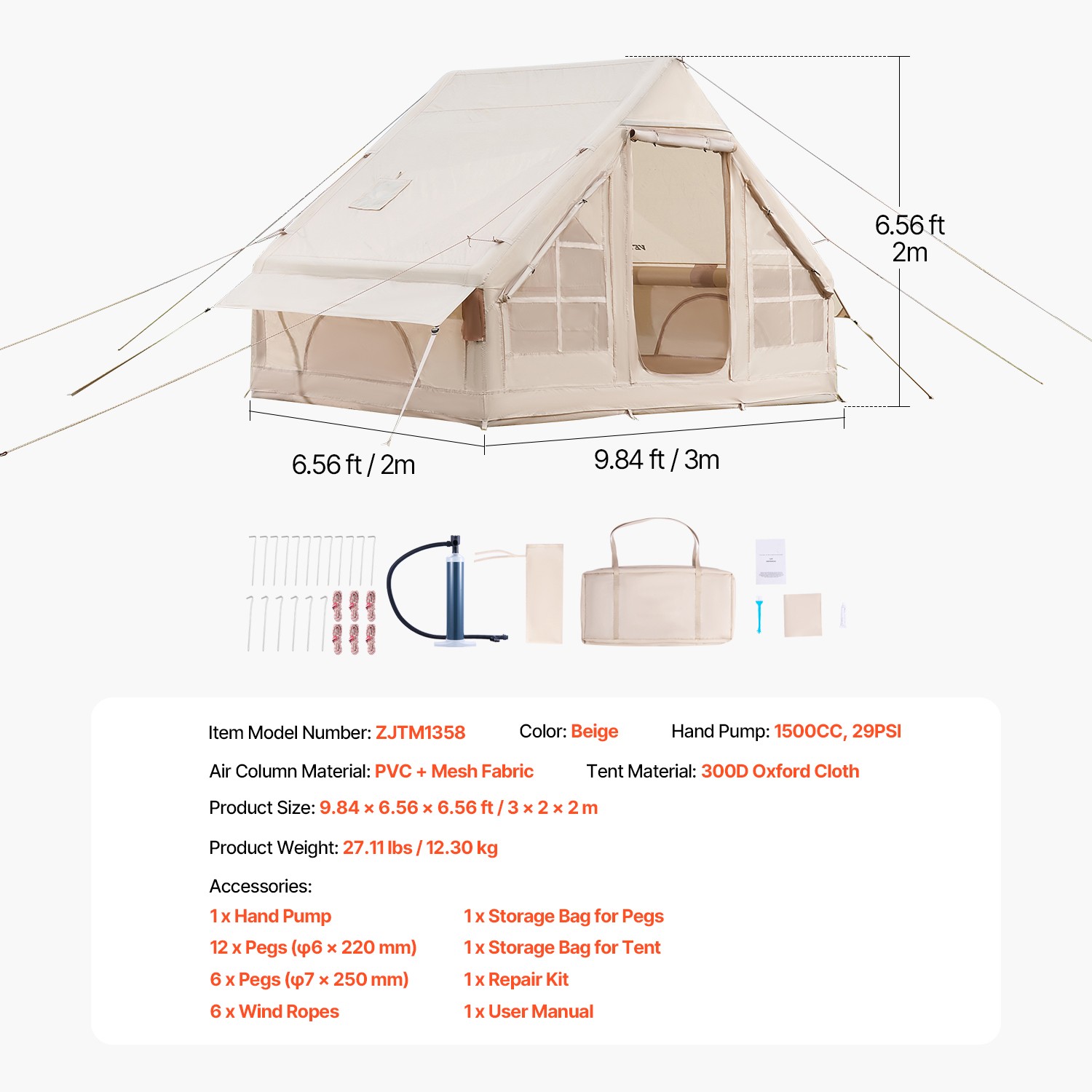 tente camping gonflable glamping – vue détaillée