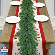 Christmas Cedar Garland for Staircase Real Touch Droopy Bendable Lifelike Fau