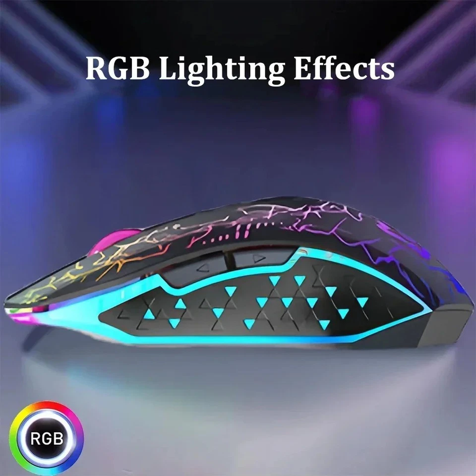 Wireless Gaming Mouse RGB LED Bluetooth Rechargeable For Laptop PC Windows Mac🖱 - Image 4 of 4