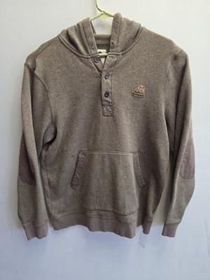 Men s Large Element Logo Highland Henley Hooded Sweater Fleece Lined Olive Green