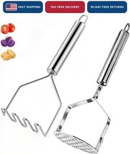 Set 2 Pack Potato Masher Stainless Steel Meat Masher Avocado Bean Smasher