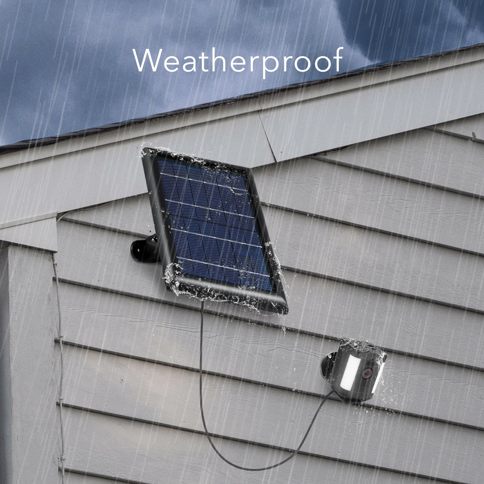 Wasserstein Ring Spotlight Cam Plus Battery + Solar Panel Bundle (1-Pack, Black)