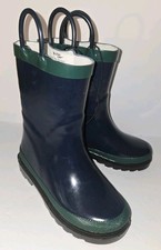 WESTERN CHIEF navy Blue Forest Green Pullon Rubber Rain Boots. Kids 9 10 NWOB