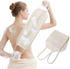 35.5" Long Exfoliating Washcloth Shower Loofah with Handle for Women, 
