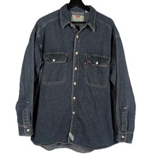 Vintage 90s Levi's Denim Shirt Mens Sz Large Cotton Made in Hong Kong Red Tab