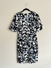 Jigsaw RRP€226 Smudge Silk blend spot lined shift Dress Size 10