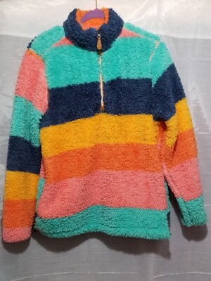 Kate Did Long Sleeve Pullover 1/4 zipper collared Jacket multi color striped