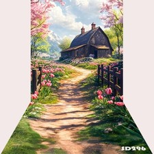 10'x20'Computer-painted Cottage Floral Path Scenic background backdrop SD296