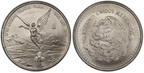 1996 1/10 oz Mexican Silver Libertad BU