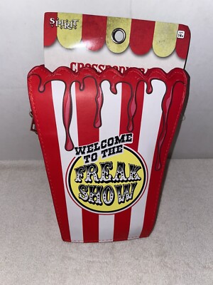 New Spirit Halloween Crossbody Bag Purse Freakshow Popcorn Killer Clown Scary