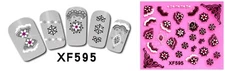 Nail Art 3D Stickers Stones Design Decoration Tips Flower White Black XF595