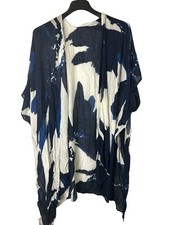 NWT Macchia di Ruggine Kimono Womens One Size Blue  White Abstract Print