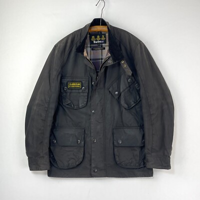 Barbour International Trials Wachsjacke Herren Small Schwarz A540 Motorrad Mantel