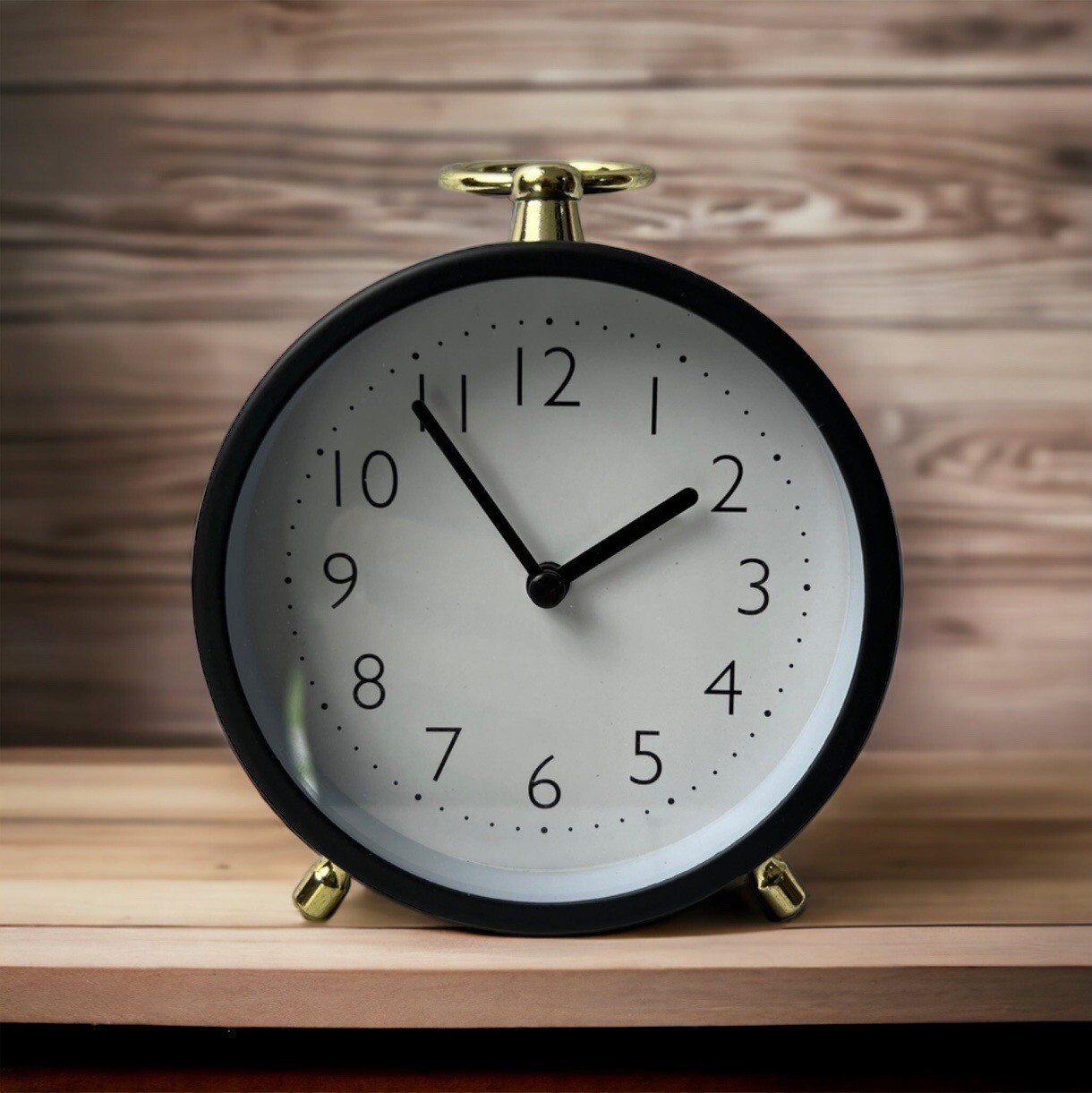 4 Inch Battery-Powered Analog Alarm Clock with Silent Sweep Movement-image