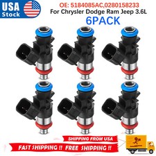 1 Set Of 6 Fuel Injectors For Chrysler Dodge Ram Jeep 3.6l 5184085ac 0280158233 1 Set Of 6 Fuel Injectors For Chrysler Dodge Ram Jeep 3.6l 5184085ac 0280158233