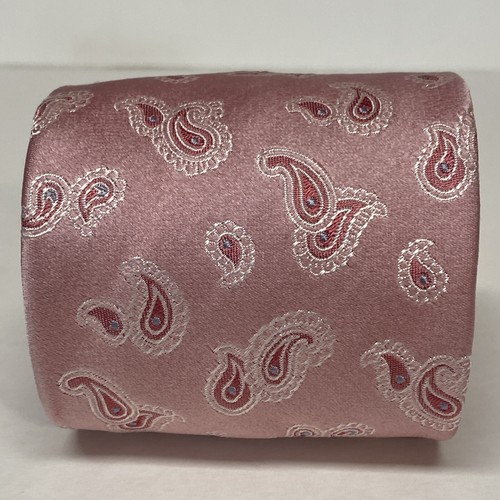 Hugo Boss Neck Tie Men's PINK Paisley Geometric 100% Silk Made In Italy A10 - Picture 9 of 9