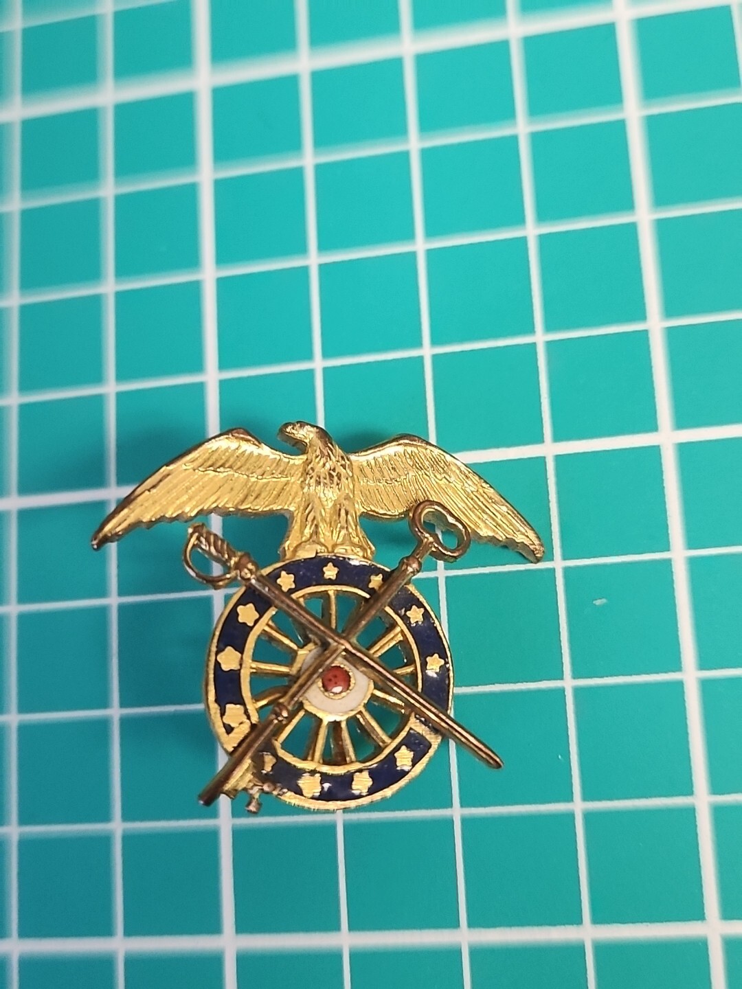 Vtg US Army Quartermaster Corps Eagle Gold Tone Lapel Pin Collectible 