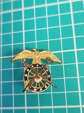 Vtg US Army Quartermaster Corps Eagle Gold Tone Lapel Pin Collectible 