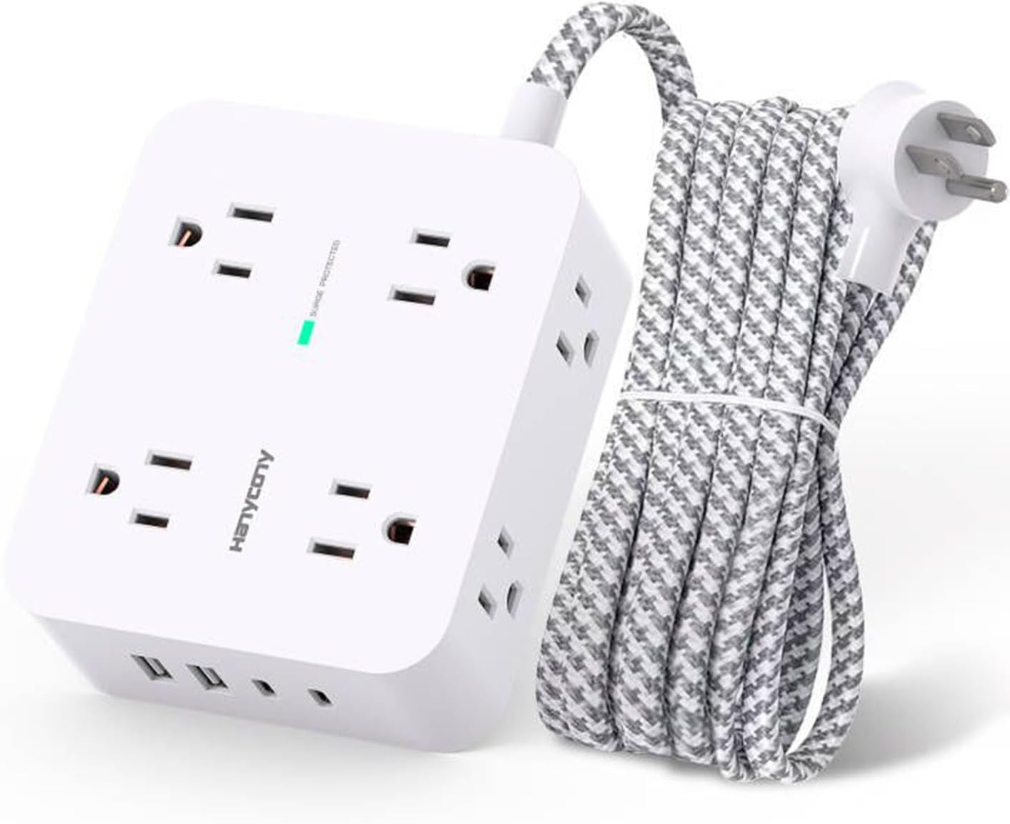 Surge Protector Power Strip - 8 Outlets with 4 USB (2 USB C) Charging Ports, 5Ft-image
