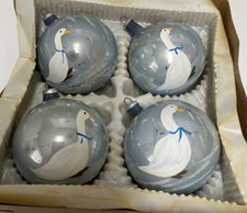 Old World Hand-Blown Hand-Painted Ducks Glass Christmas Ornaments SET OF 4