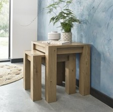 Bentley Designs Turin Light Oak Nest Of Lamp Tables