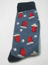 NWOT MEN'S SOCK SIZE 8-13 NOVELTY CREW SOCKS  BEER PONG