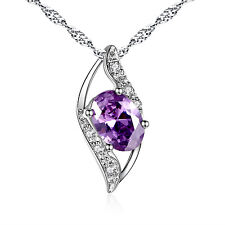 6.06 Ct Amethyst Heart Cut AAA Pendant Necklace & .925 Sterling Silver 18" Chain