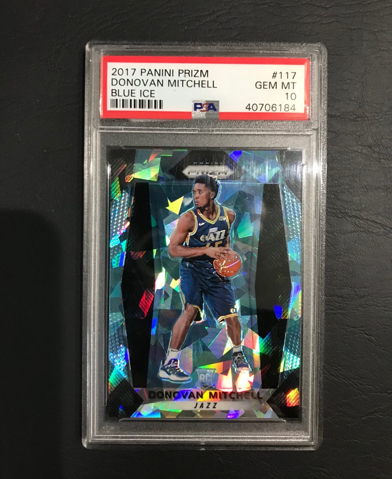 2017 PANINI PRIZM BLUE ICE DONOVAN MITCHELL ROOKIE RC /99 #117 PSA 10 GEM MINT