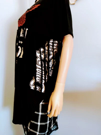 AEROSMITH Fireball Whisky Camiseta Vestido Flecos De Colección Reelaborado Hecho a Mano Mediano Foto 4 de 4