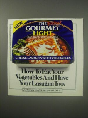 1990 The Budget Gourmet Light Cheese Lasagna With Vegetables Ad Ebay