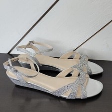 NEW Touch Ups Women's 7.5 Lena Wedge Sandal, Silver Glitter