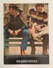 1976 The Gant Attitude Shirtmakers Print Ad New Haven CT Rugger Hat Boots Fence