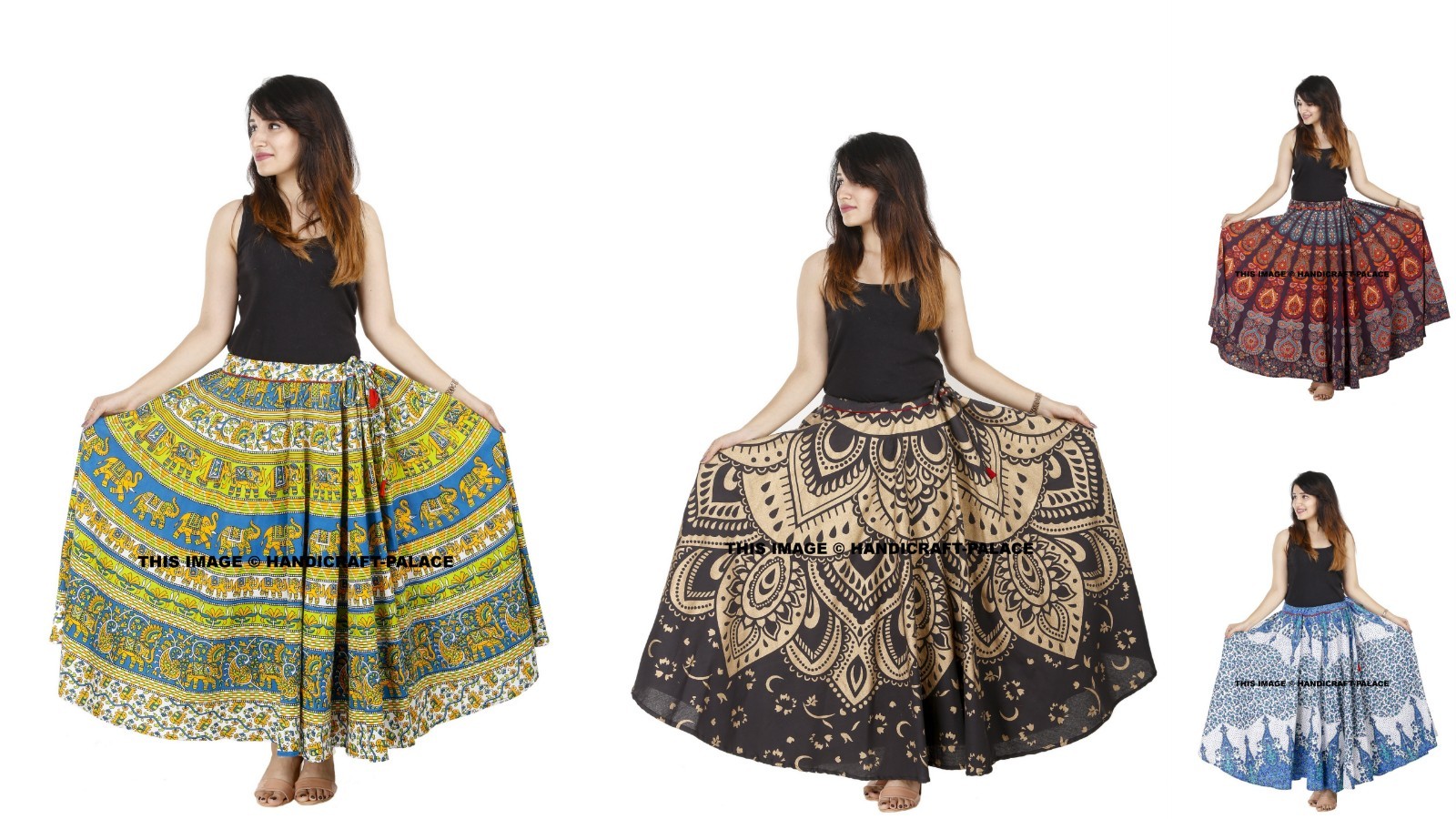 Tradicional Étnico Mandala Hippie Bohemio Vientre Baile Tiras Falda Maxi Vestido