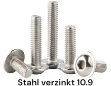 Linsenkopfschraube Stahl verzinkt 10.9 ISO 7380-2 M4 - M10 Flansch Bund ISK