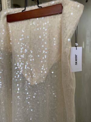 Jason Wu Ivory Tulle Layered Sequin Midi Skirt SZ 6 Trendy Sold
