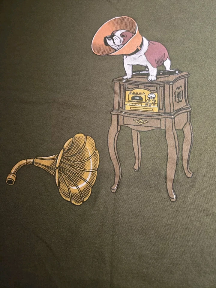 Bulldog Victrola 衬衫大号绿色无螺纹 — 第 4/4 张图片