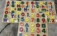 ABC alphabet and abc letters And Numbers Wooden Puzzle Children Kids Lots Of 3