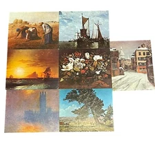 Vtg 1960's Conoco Oil Fine Art Print Lot Coast Of Zeeland Rune Norvins Gleaners