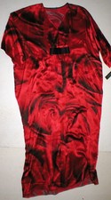 NWT New Designer Josie Natori M Caftan Night Gown Womens Silk Red Black Roses