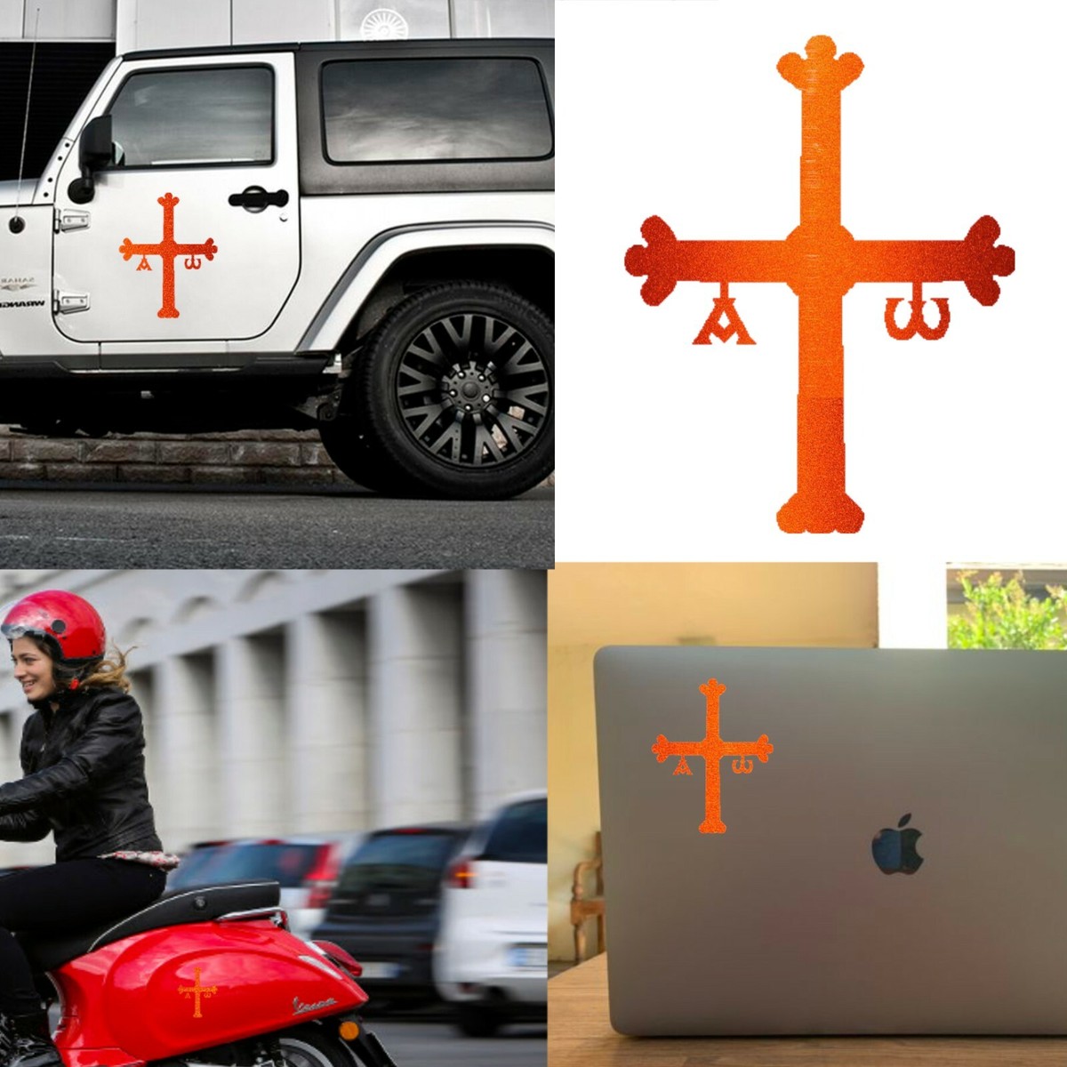 Vinyl-Aufkleber Mit Asturien-Kreuz Motiv, 5,5 X 7 Cm In Rot – Für Auto, Fenster, Laptop & Mehr