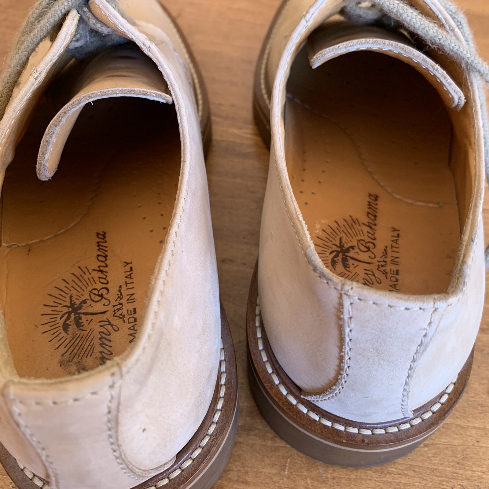 SAOLA Suole in gomma Tommy Bahama beige crema nabuk Oxfords Italia da uomo 8 M