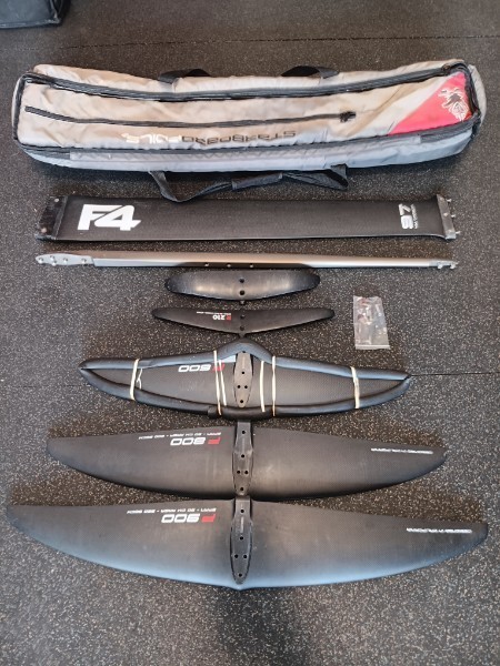 F4 Foils Complete Windsurf Freeride Kit, 3x Front Wings, 97cm Tuttle Mast