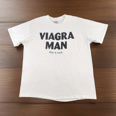 VINTAGE Viagra Man Shirt Mens Large Like A Rock Pfizer Pill Funny Male Adult A32
