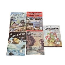 Vintage Walter Foster Art Books Lot of 5 Landscapes Seascapes Flowers Watercolor