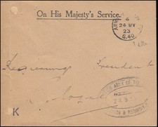 Britische Feldpost 1923 in Deutschland: Brief ARMY POST OFFICE S.40 - 24.5.23