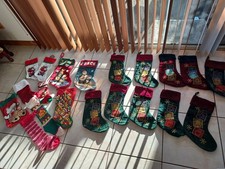 Christmas Stockings Lot Gifts Presents Santa Fireplace Hangers