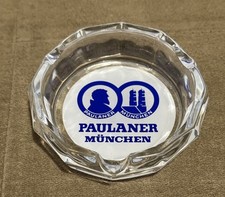 Cenicero vintage de vidrio Paulaner Munich cerveza 3 ranuras, Paulaner Munich